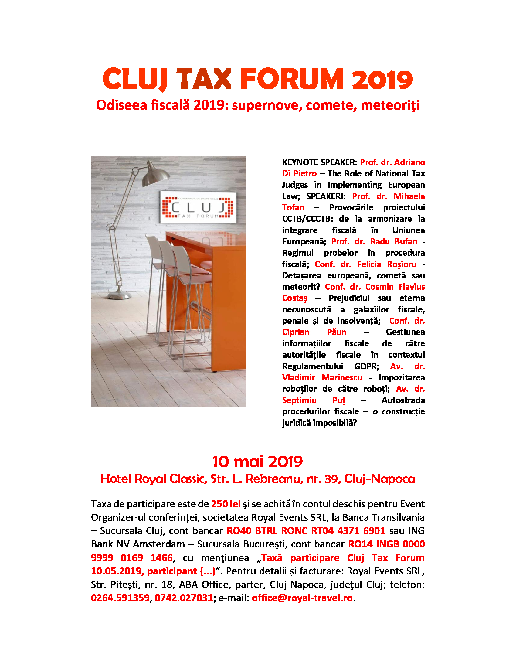 Cluj Tax Forum 2019: Odiseea fiscală 2019 - supernove, comete, meteoriți